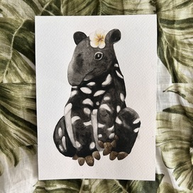 Акварельные персонажи. Серия зверушки из Азии. 