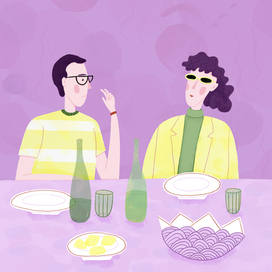 Мужчина и женщина сидят за столом в кафе и ждут еду