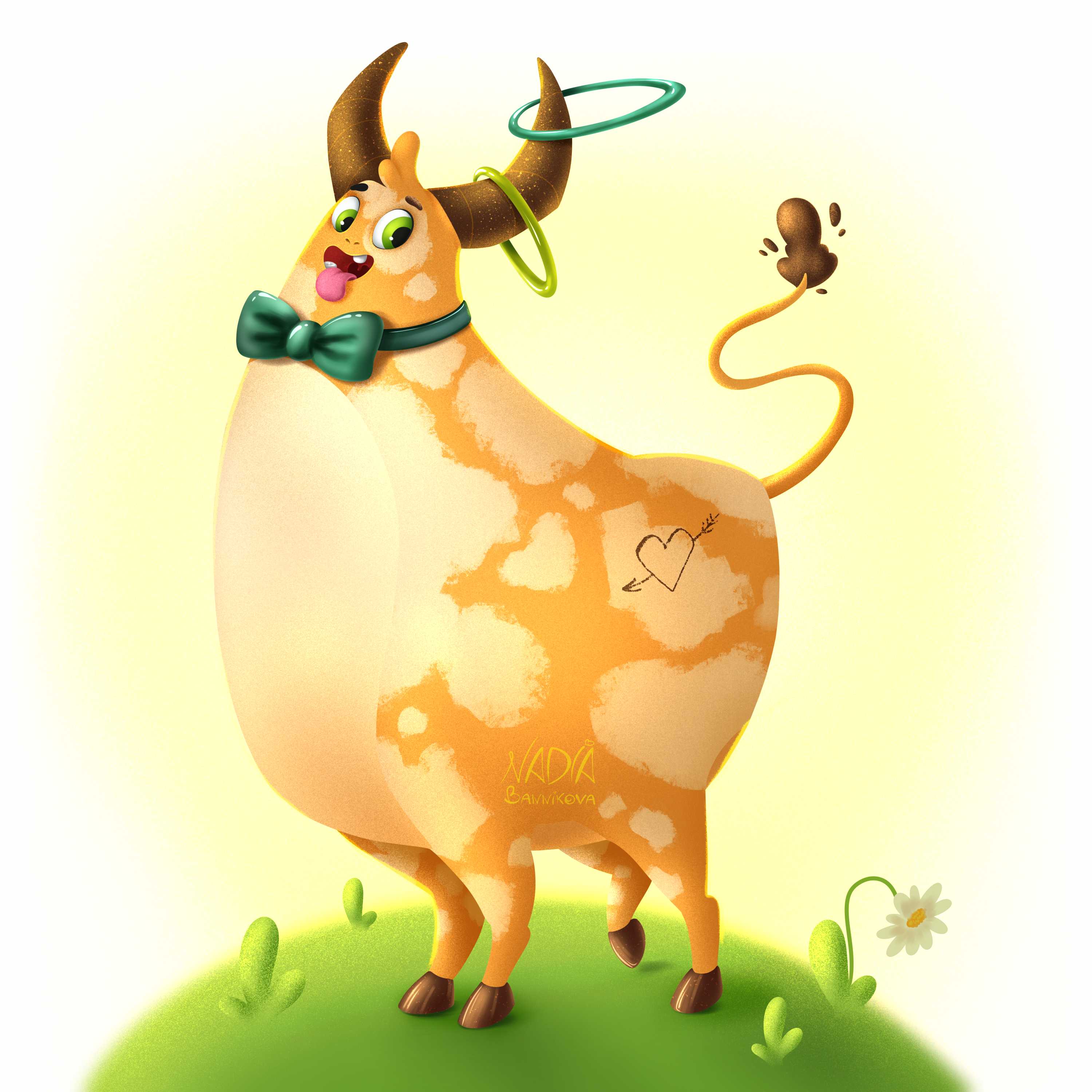 Иллюстрация Бык Фред в стиле 2d | Illustrators.ru