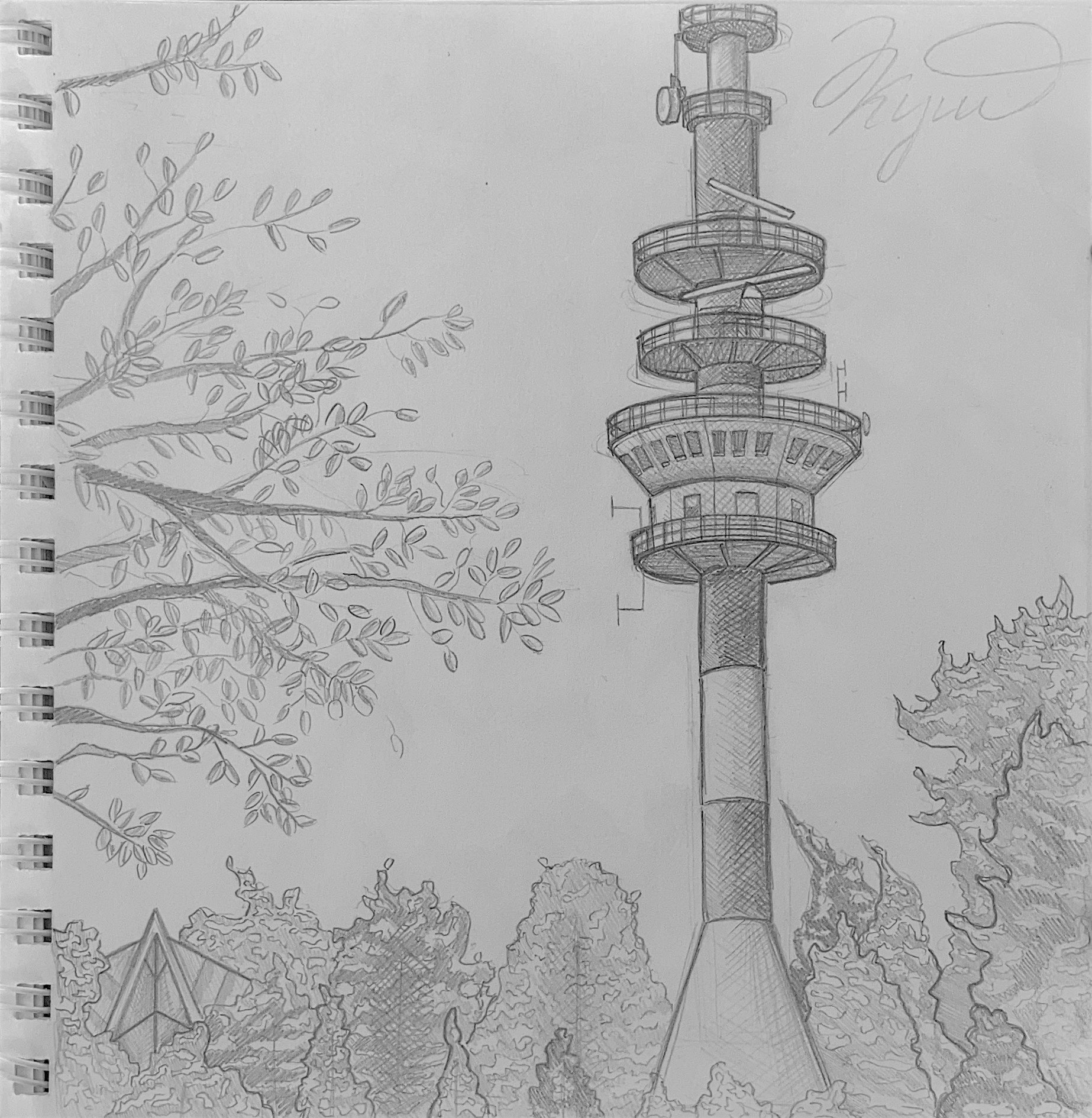 Иллюстрация Маяк на заливе в стиле пейзаж | Illustrators.ru