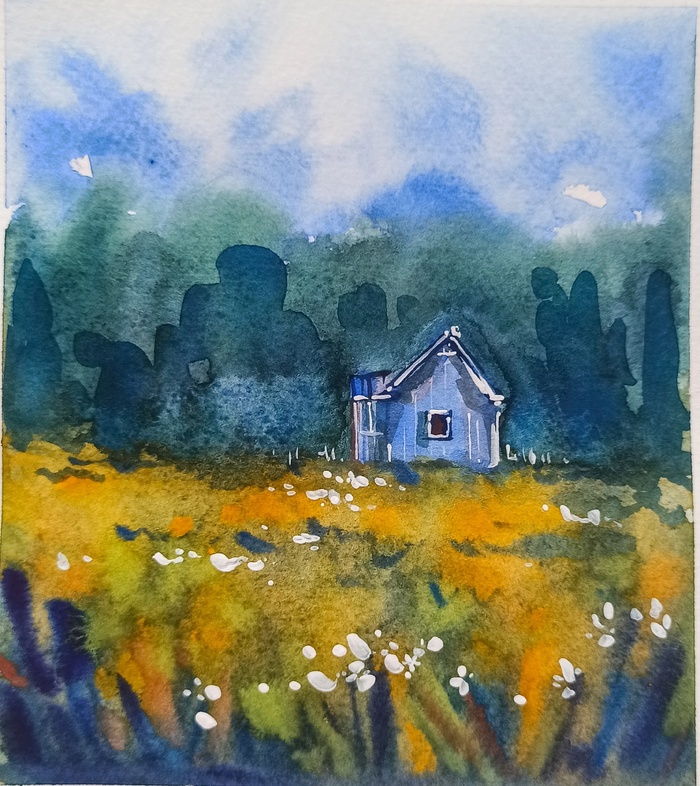 Иллюстрация Лето на даче в стиле пейзаж | Illustrators.ru