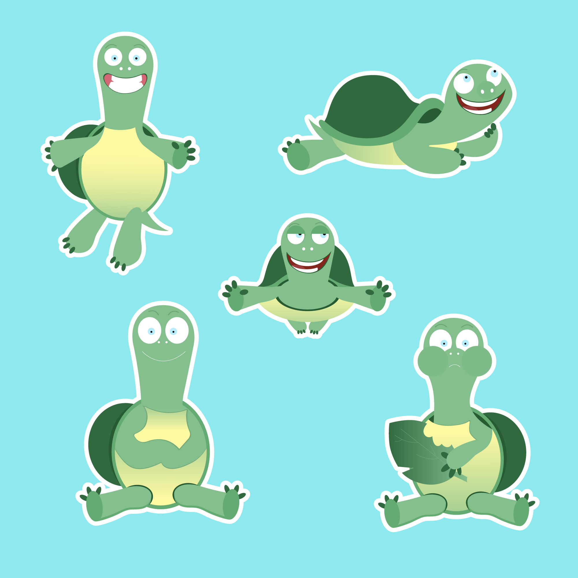 Иллюстрация Забавная черепашка в стиле 2d | Illustrators.ru