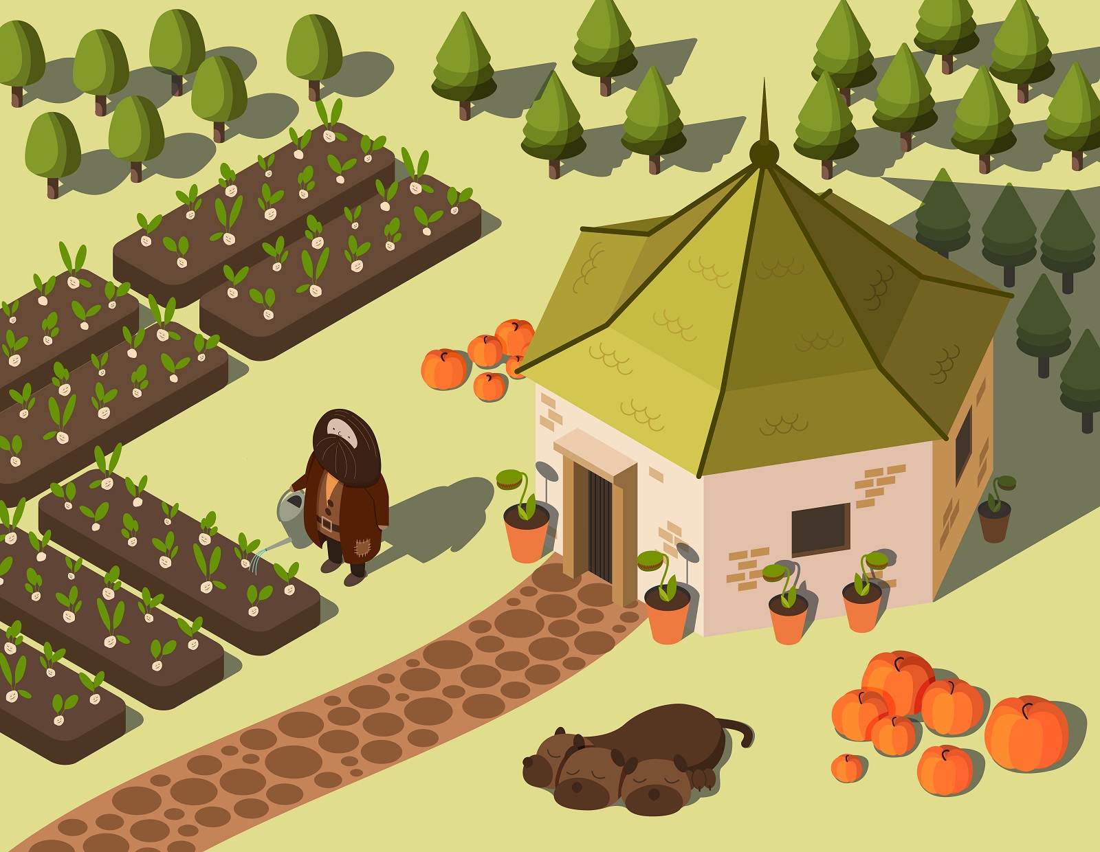 Иллюстрация Хагрид на пенсии в стиле персонажи | Illustrators.ru