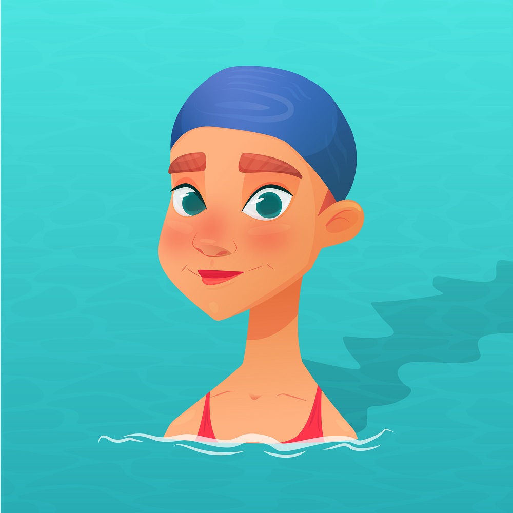 Иллюстрация В бассейне в стиле персонажи, 2d, детский