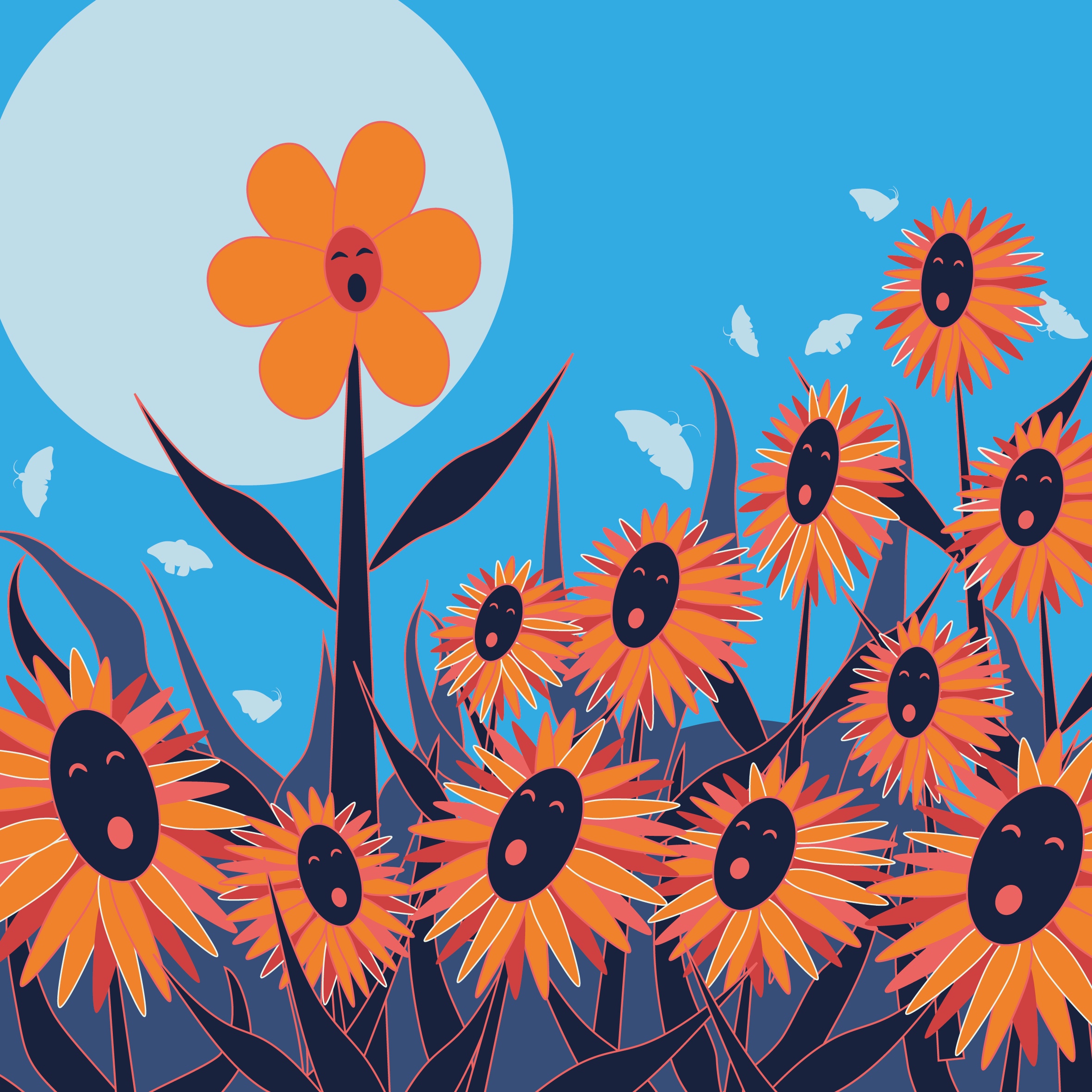 Иллюстрация Поющие подсолнухи | Illustrators.ru