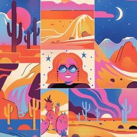 Desert illustration 70s style