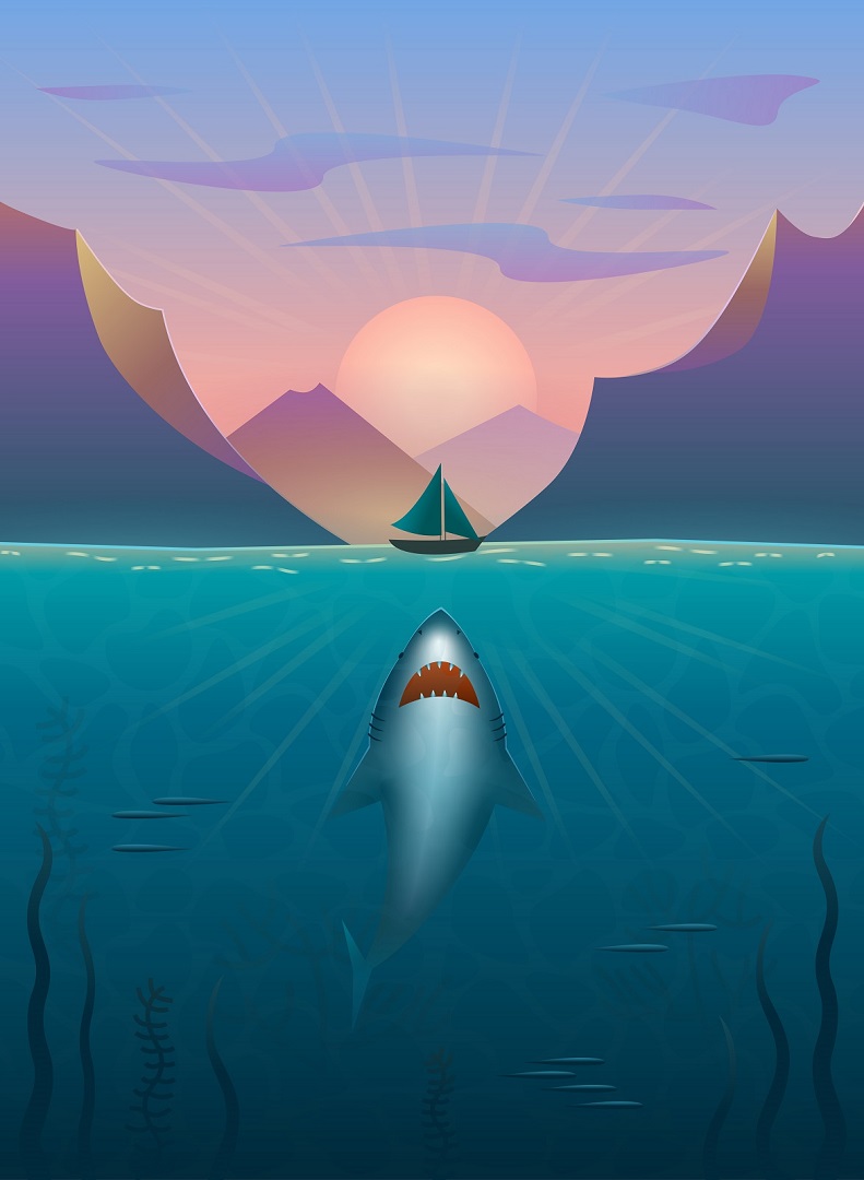 Иллюстрация Челюсти в стиле компьютерная графика | Illustrators.ru