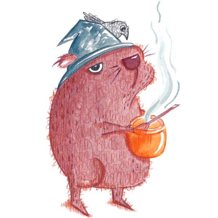 Иллюстрация Акварельный персонаж капибара в стиле детский, книжная