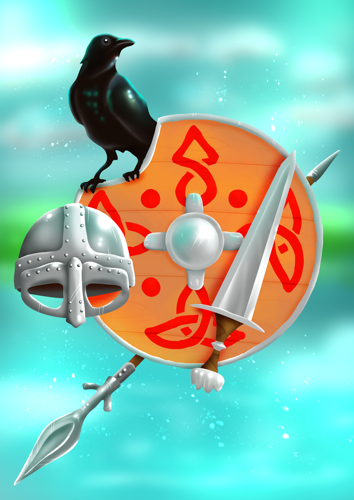 Иллюстрация Викинги в стиле компьютерная графика | Illustrators.ru