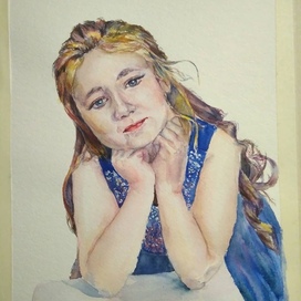 портрет девочки акварелью