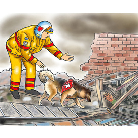 Спасатель с собакой