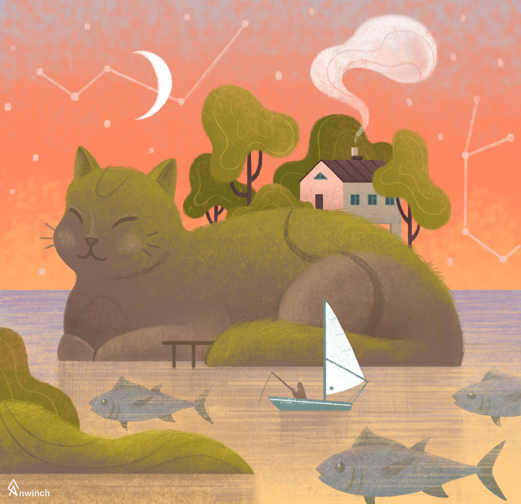 Иллюстрация Островок домашнего уюта в стиле компьютерная графика