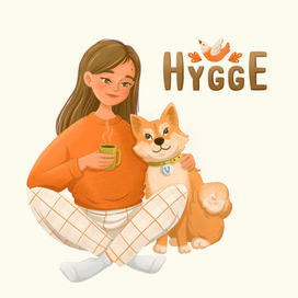 Персонаж девушка с собакой Hygge