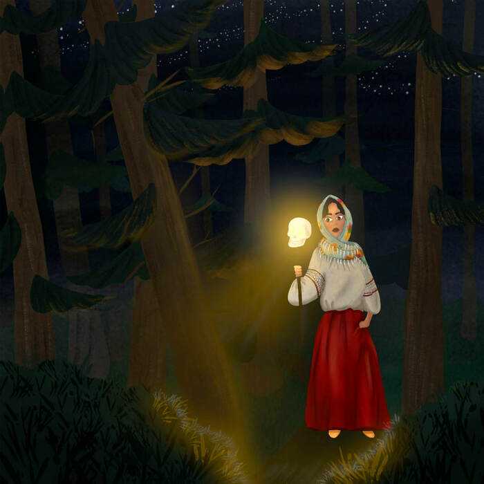 Иллюстрация Как Василиса за огнем к Яге отправилась в стиле 2d,