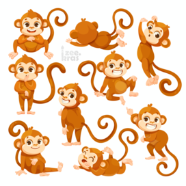 Сет озорных обезьянок (вектор)