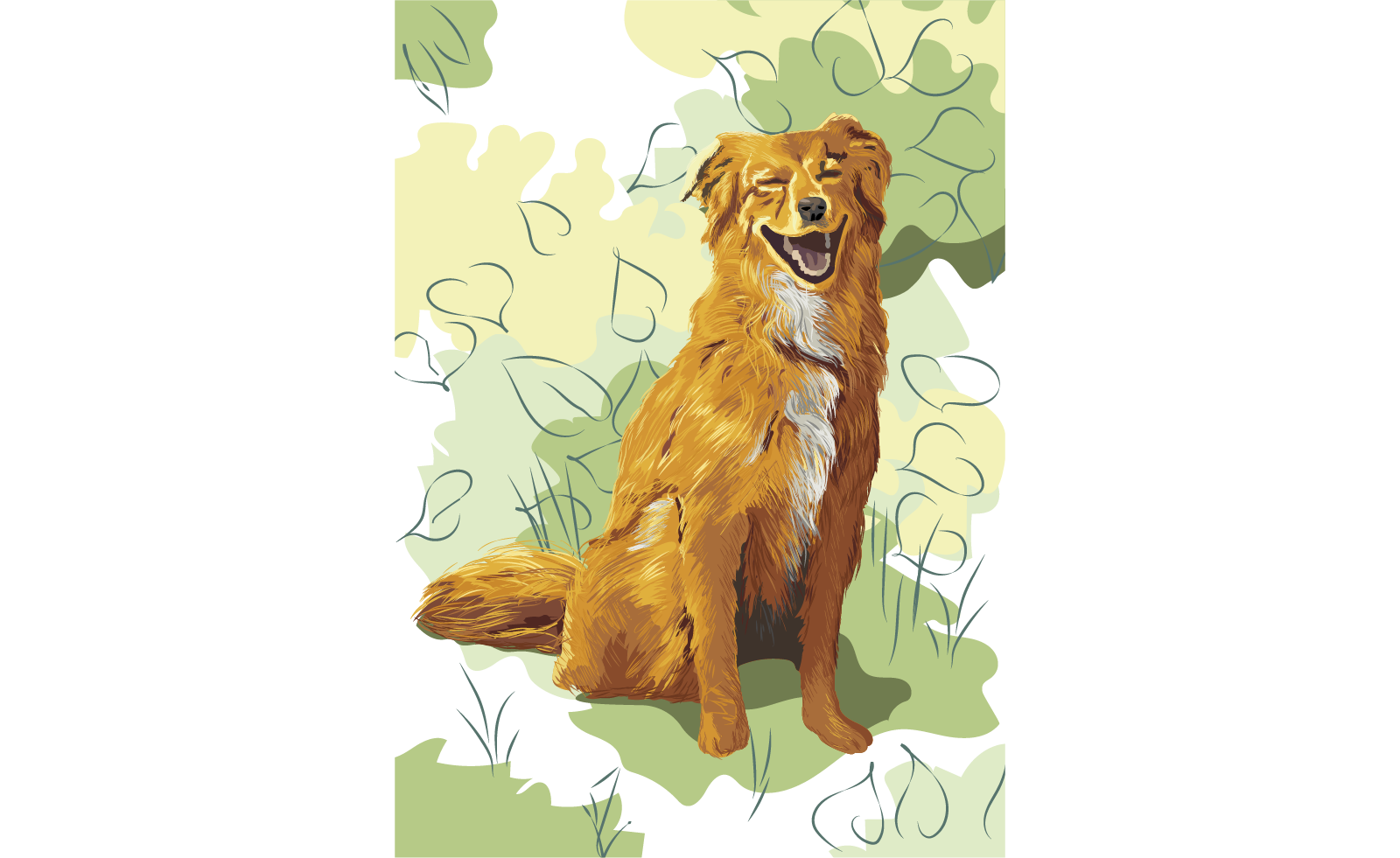 Иллюстрация Солнечный пес в стиле компьютерная графика