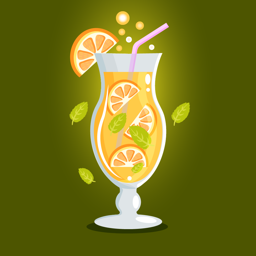 Иллюстрация Летний напиток в стиле компьютерная графика