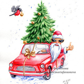 Дед Мороз и красная машина