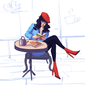 девушка в кофейне 