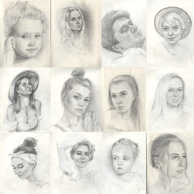 Портретные наброски карандашом