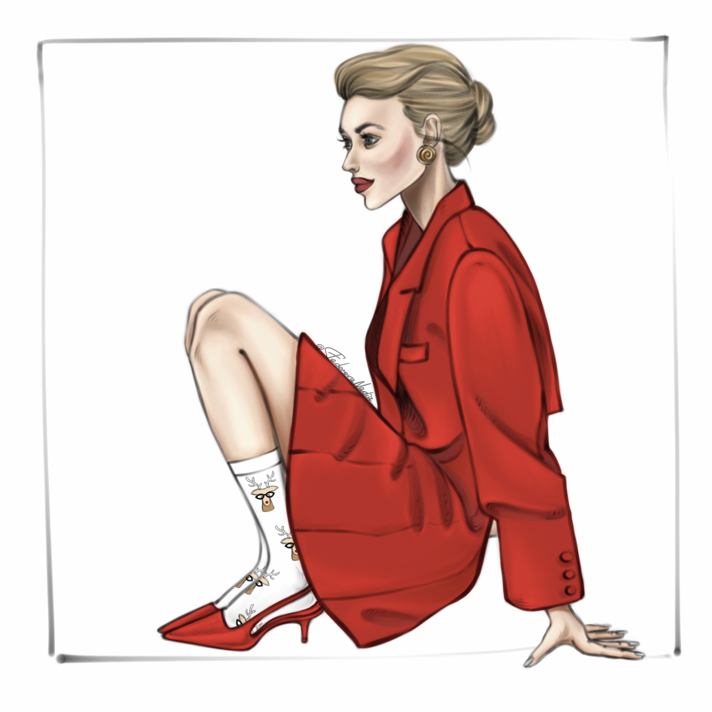 Иллюстрация Девушка в красном в стиле люди | Illustrators.ru