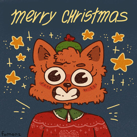 Рождественская открытка "Рыжий лисёнок"