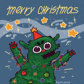 Рождественская открытка "Ёлочный монстр"