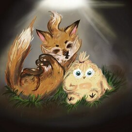 Лисенок и будущая курочка