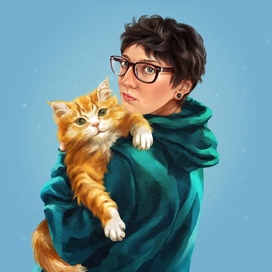 Портрет Даши с кошкой, аватар для соцсетей