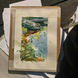 Акварельныц этюд лодки