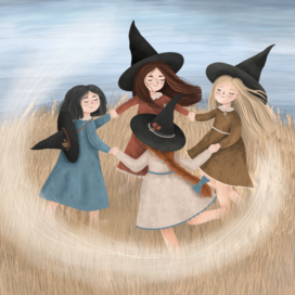 Маленькие ведьмочки ( книжная иллюстрация ) 