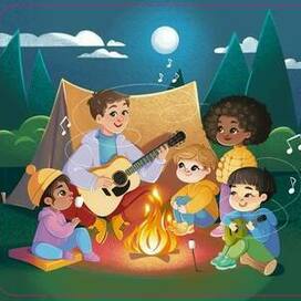Иллюстрация для детской книги. Поход с палатками