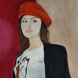 Портрет девушки в красном