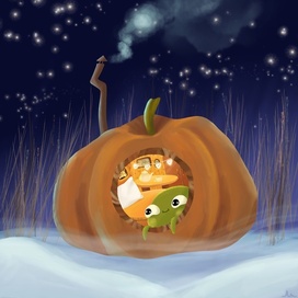 Frog in pumpkin