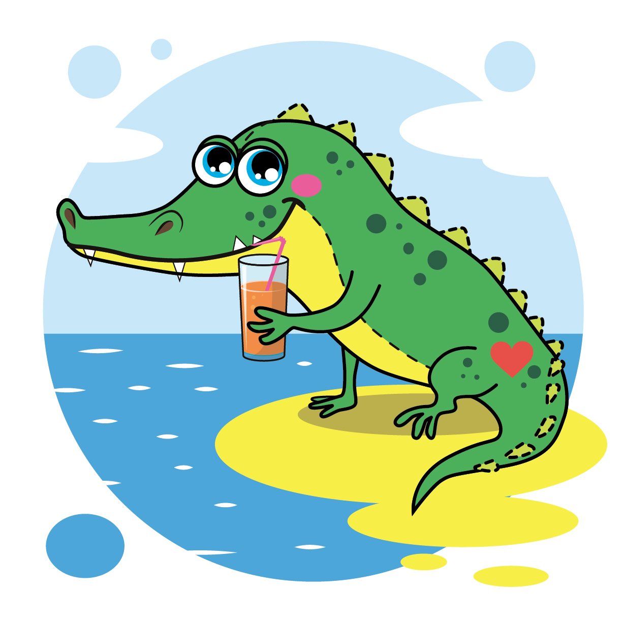 Иллюстрация крокодил в стиле детский | Illustrators.ru