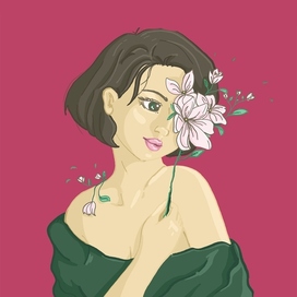 девушка с цветком