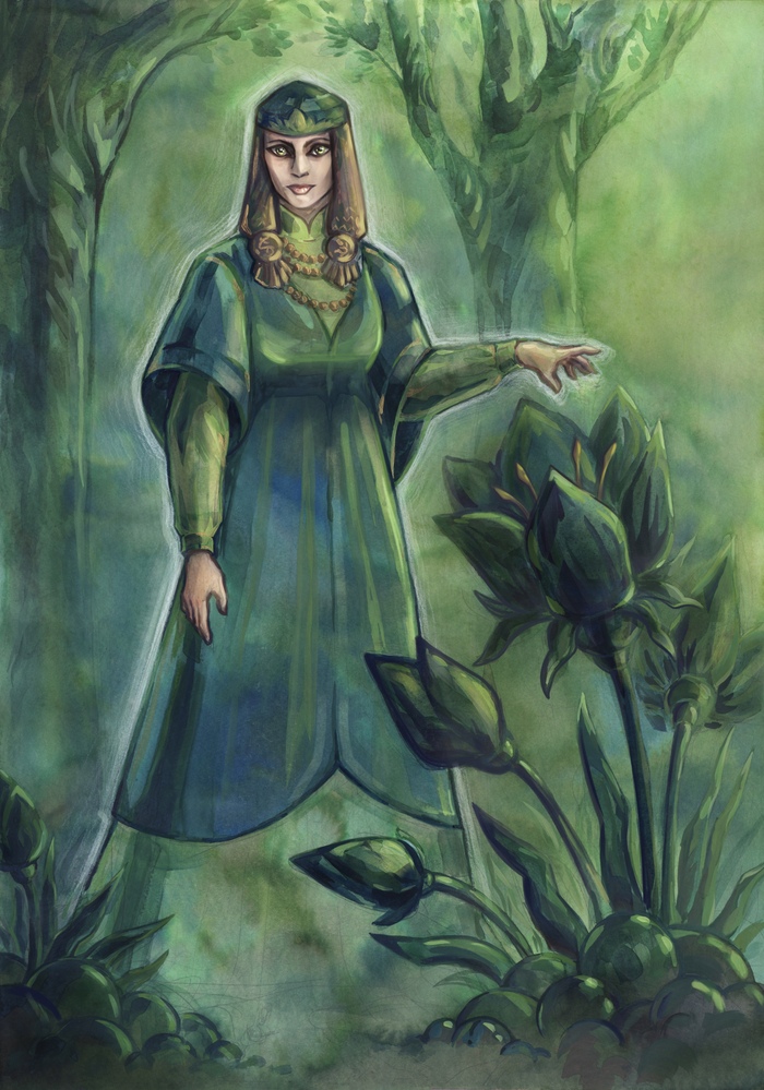 Иллюстрация Хозяйка Медной горы. Каменный цветок в стиле книжная