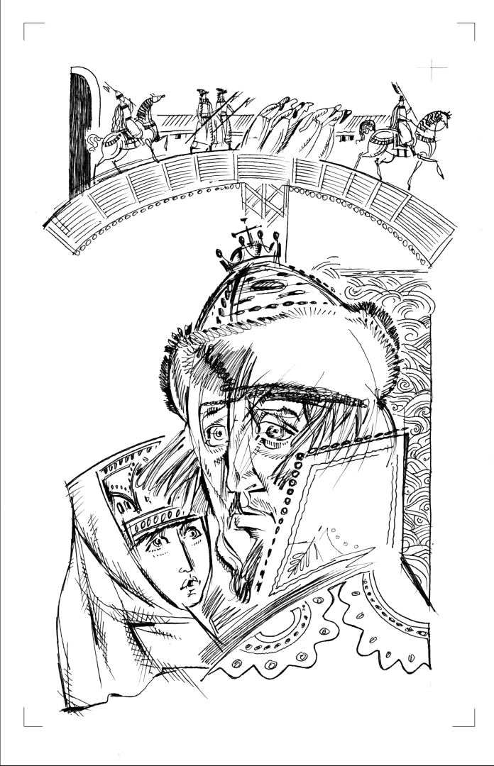 Иллюстрация царь Федор Иоаннович в стиле графика, классика, книжная