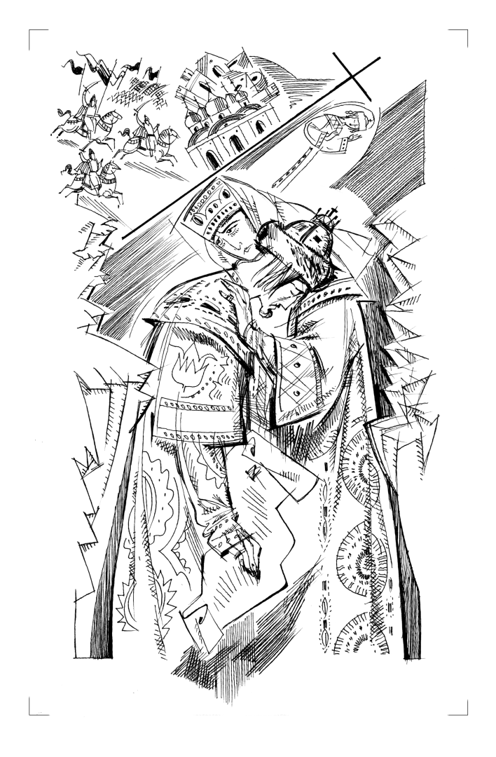 Иллюстрация царь Федор Иоаннович в стиле графика, классика, книжная