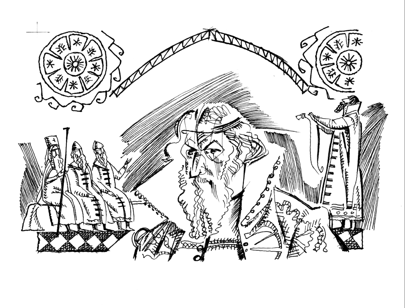 Иллюстрация царь Федор Иоаннович в стиле графика, классика, книжная