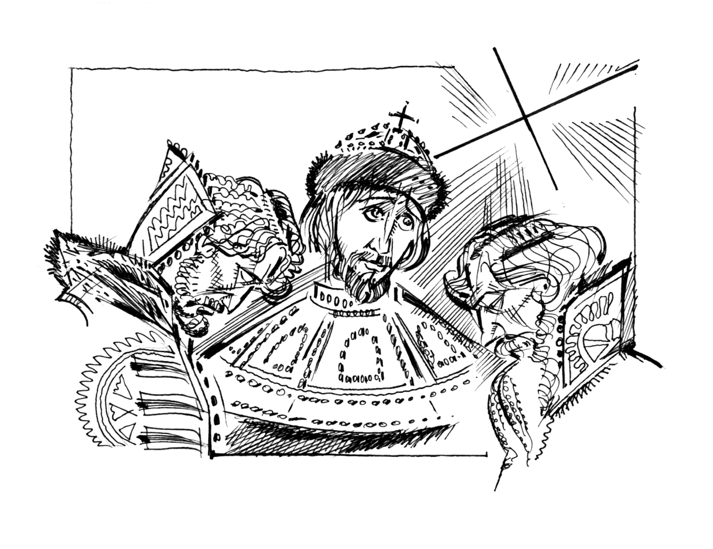 Иллюстрация Царь Федор Иоаннович в стиле графика, классика, книжная