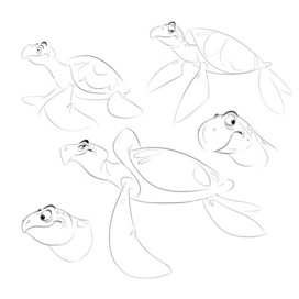 Скетчи - морские черепахи