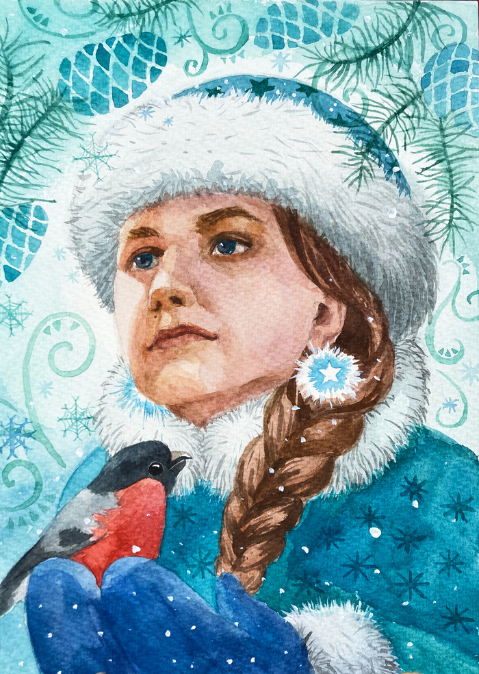 Иллюстрация Снегурочка в стиле абстракция, академический рисунок,