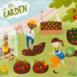 Дети работают в саду