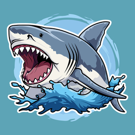 Shark illustration in sticker style