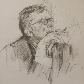 Портрет Дмитрия Шостаковича угольным карандашом