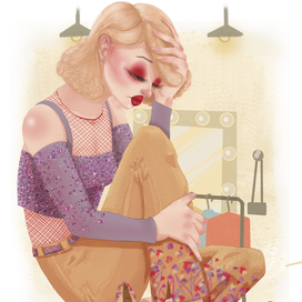 Гигантская актриса думает о смысле бытия в примерочной