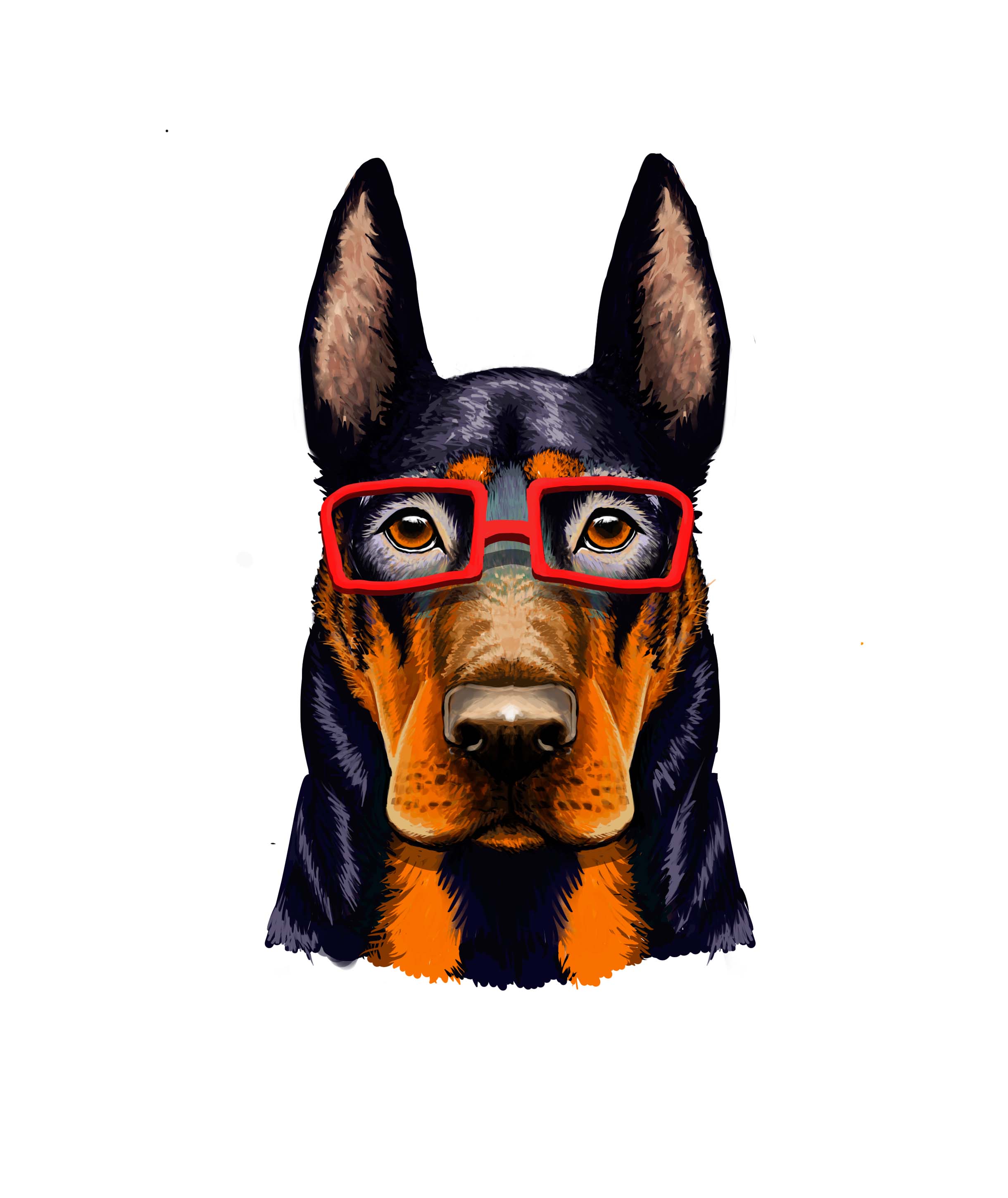 Иллюстрация Доберман-джентельмен в стиле компьютерная графика,