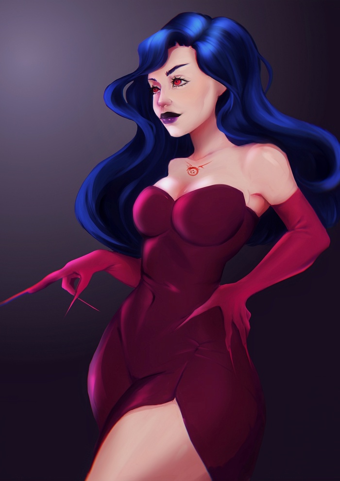 Иллюстрация Страсть/Похоть из цельнометаллического алхимика в стиле