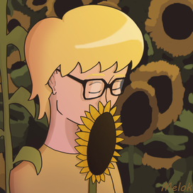 Саша в поле подсолнухов